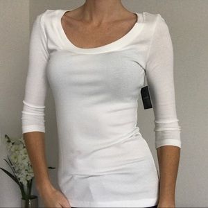 NWT Cynthia Rowley White Scoop Neck 3/4 Sleeve XS